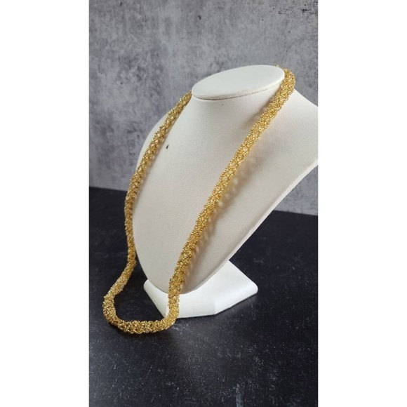 Vintage Woven Gold Tone Beaded Jewelry Set - Picture 5 of 10